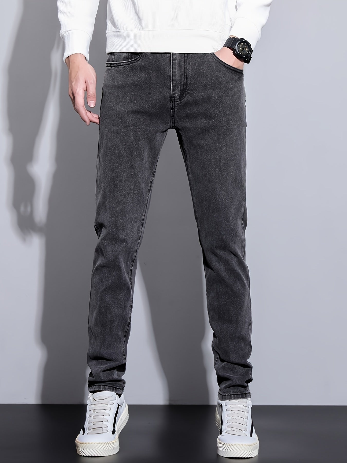 Autumn and Summer Men's New Trendy Retro Slim Fit Small Foot Jeans