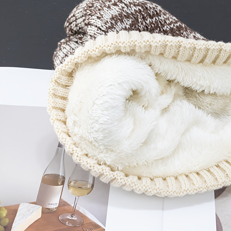 Winter Couple Thickened Knitted Hat Windproof and Warm Fleece Hat