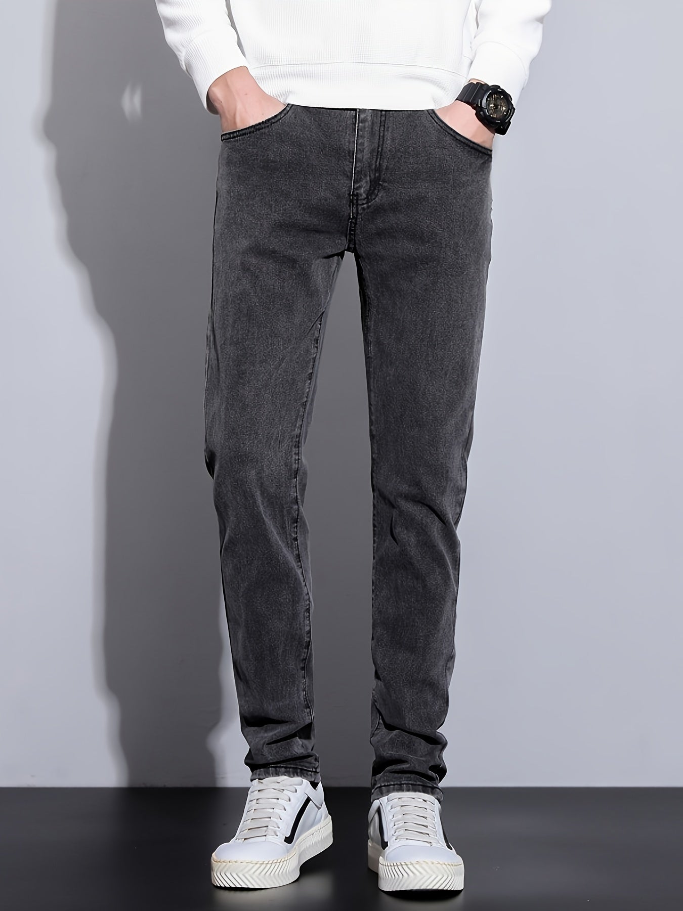 Autumn and Summer Men's New Trendy Retro Slim Fit Small Foot Jeans