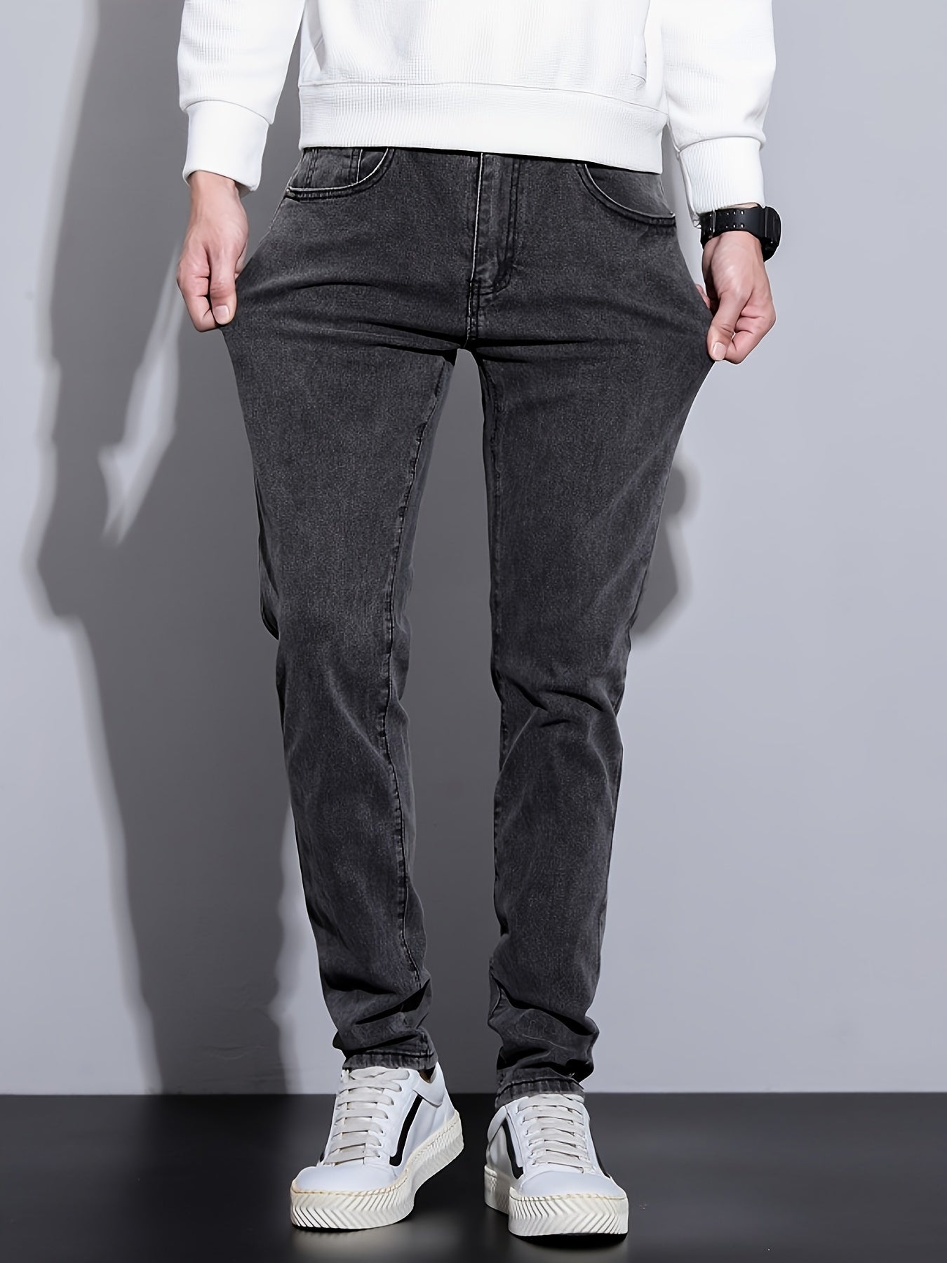 Autumn and Summer Men's New Trendy Retro Slim Fit Small Foot Jeans