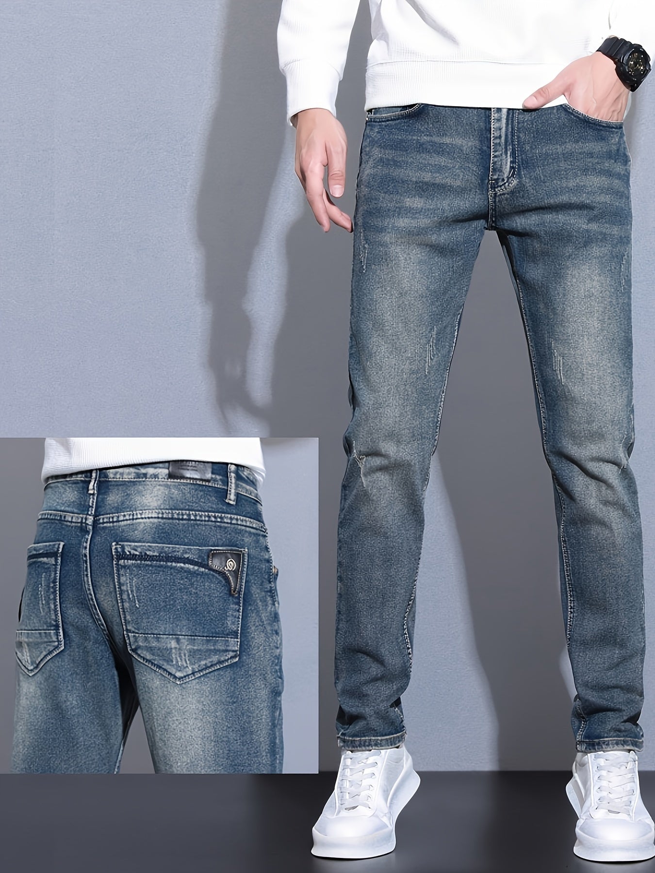Autumn and Summer Men's New Trendy Retro Slim Fit Small Foot Jeans