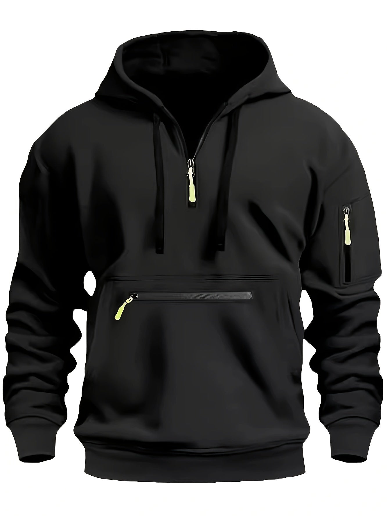 Men's Casual Sporty Hoodie with Multi-Zip Arm Pockets - Polyester