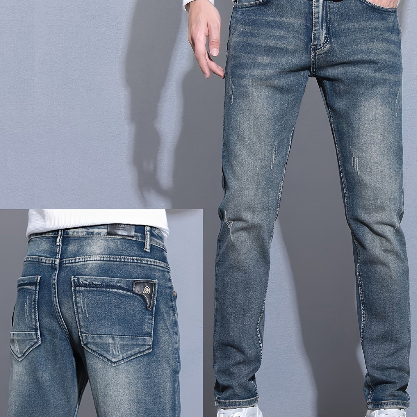 Autumn and Summer Men's New Trendy Retro Slim Fit Small Foot Jeans