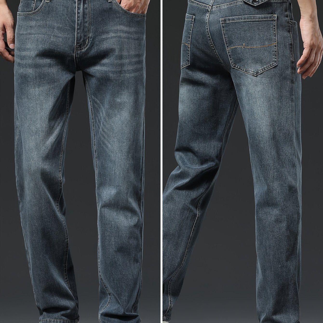 1pc Men'S Basic Style Low Waist Denim Jeans.