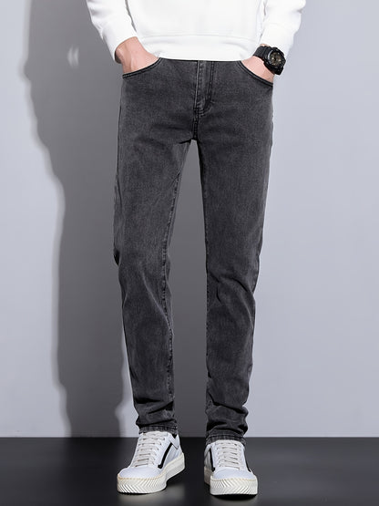 Autumn and Summer Men's New Trendy Retro Slim Fit Small Foot Jeans