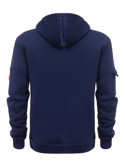 Men's Casual Sporty Hoodie with Multi-Zip Arm Pockets - Polyester