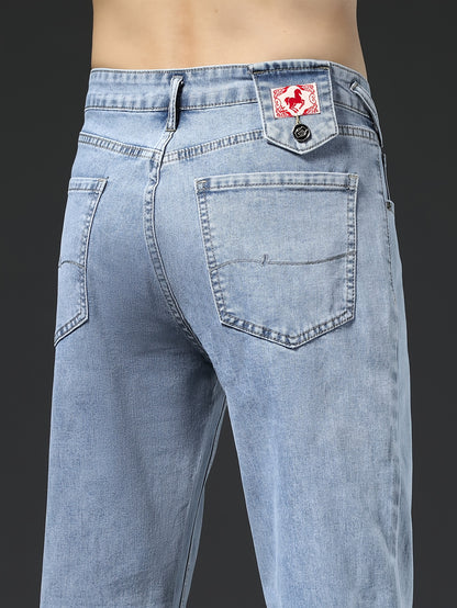 1pc Men'S Basic Style Low Waist Denim Jeans.