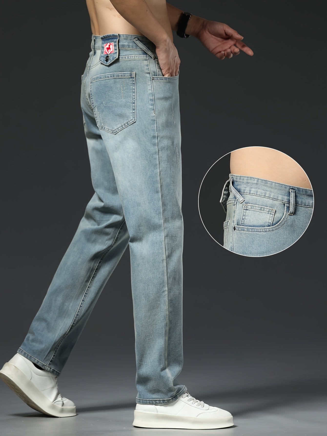 1pc Men'S Basic Style Low Waist Denim Jeans.