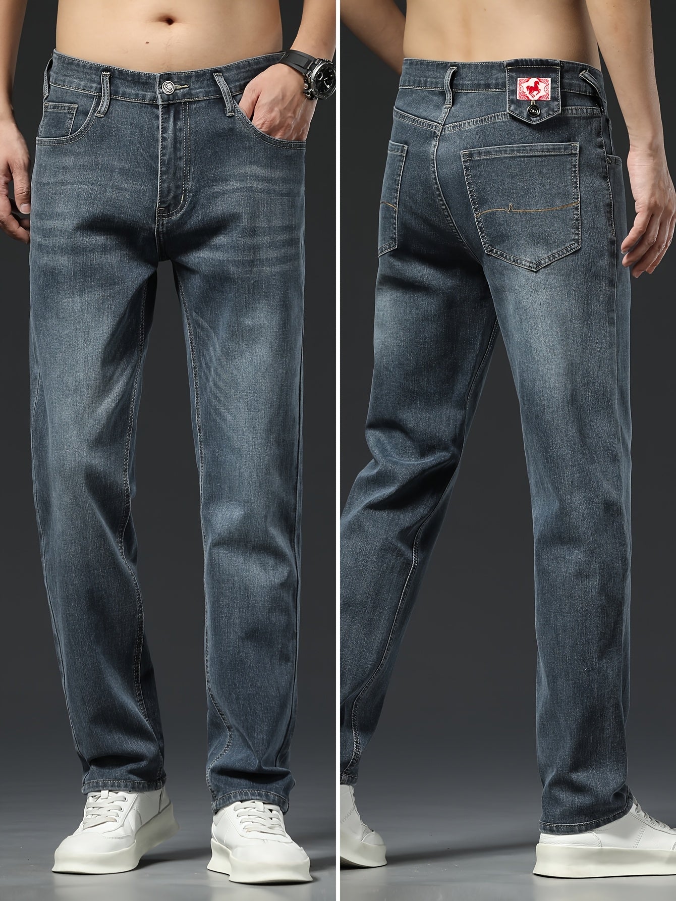 1pc Men'S Basic Style Low Waist Denim Jeans.