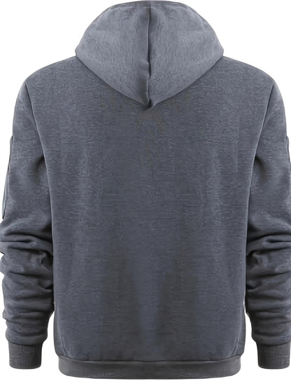 Men's Casual Sporty Hoodie with Multi-Zip Arm Pockets - Polyester