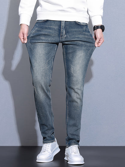 Autumn and Summer Men's New Trendy Retro Slim Fit Small Foot Jeans