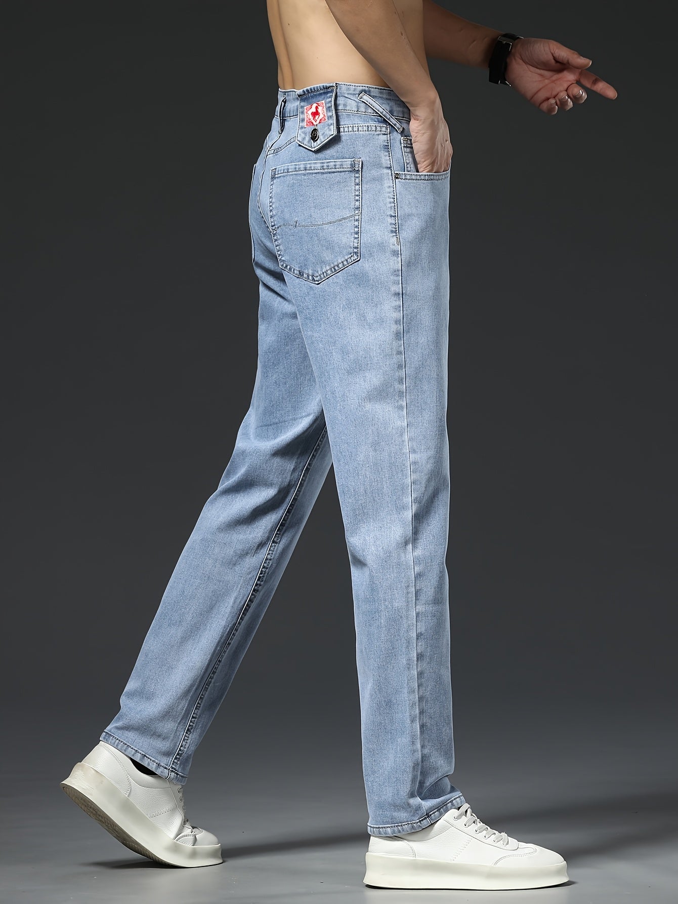 1pc Men'S Basic Style Low Waist Denim Jeans.